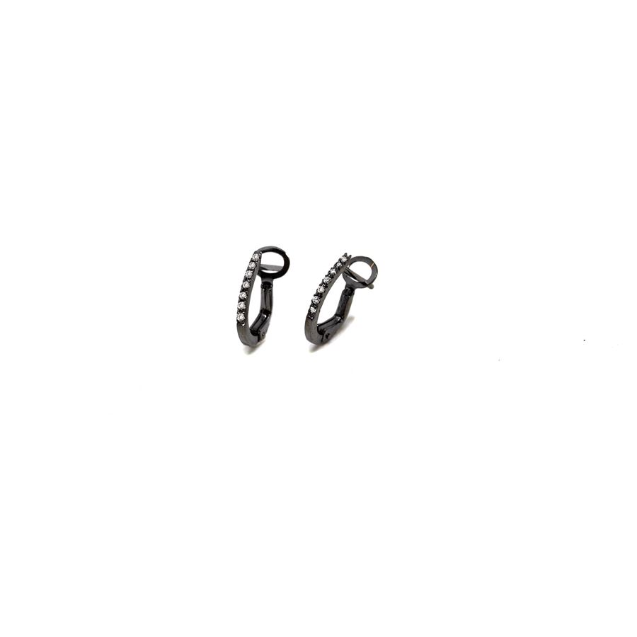 Black 'Balance' hoop earrings BALANCE | OR OVAL XSAU18N CT. 0,11